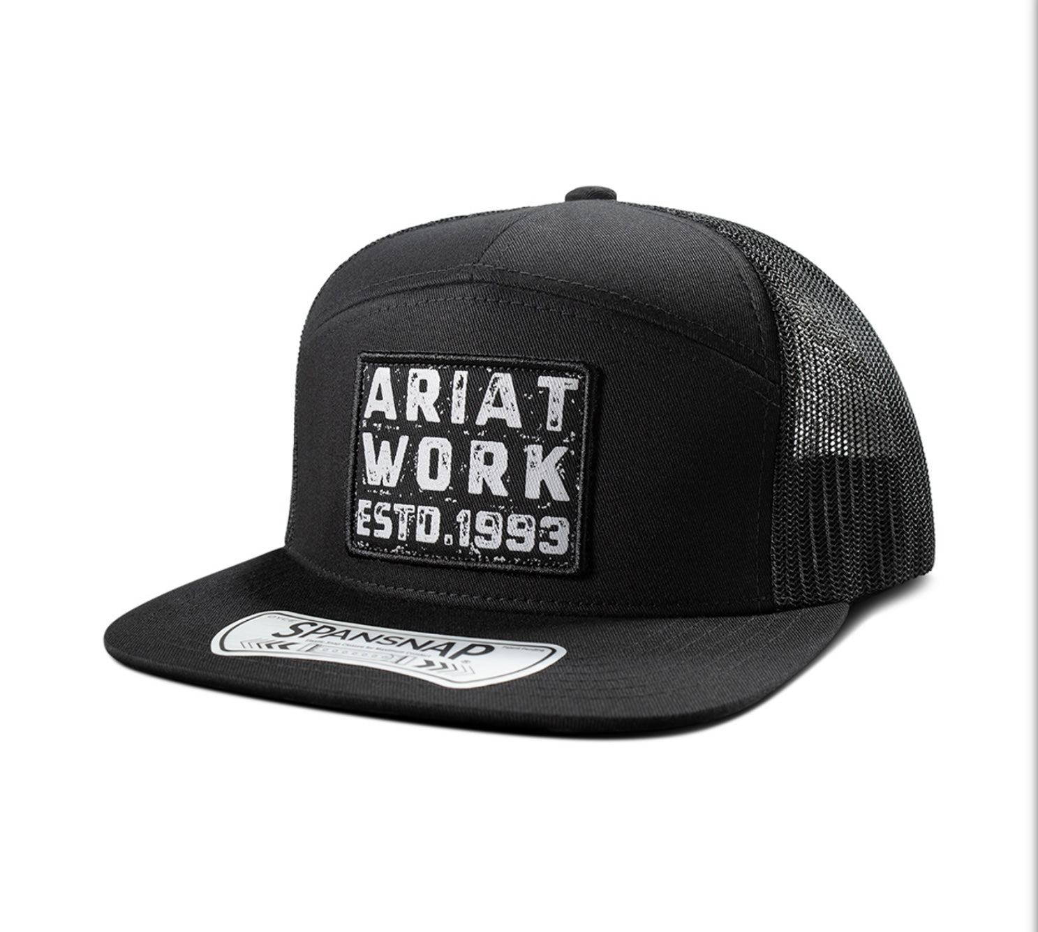 Ariat Work 7 Panel Patch Black Snapback