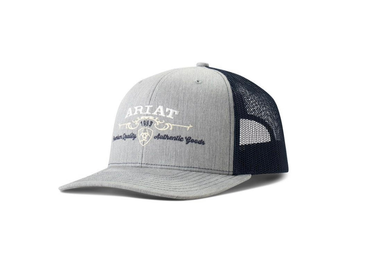 Ariat Embroidered Logo Cap in Grey & Navy